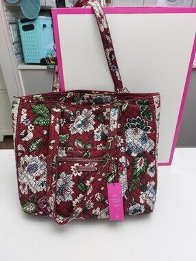 Vera Bradley Large Vera Tote Bordeaux Blooms NWT